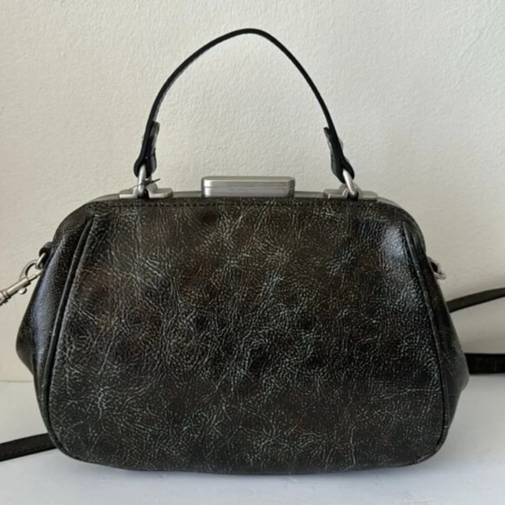 Patricia Nash Turquoise Framed Gracchi Tooled Brntl Leather Crossbody Handbag